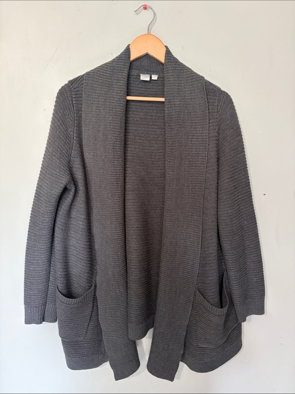 twik Open-Front Ribbed Cardigan Sweater - Gray